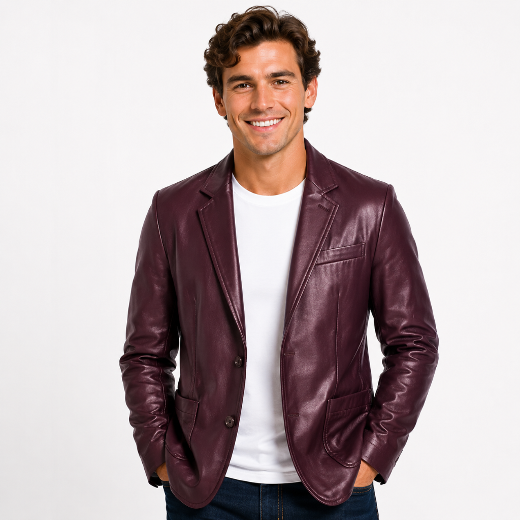 Classic Leather Men's Side Pocket Jacket