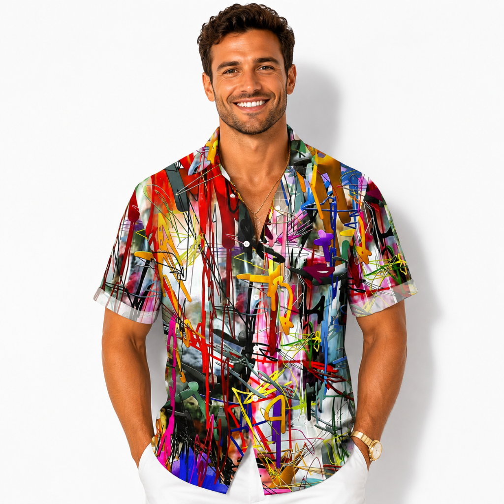 Grid Tropical Resort Button Shirt
