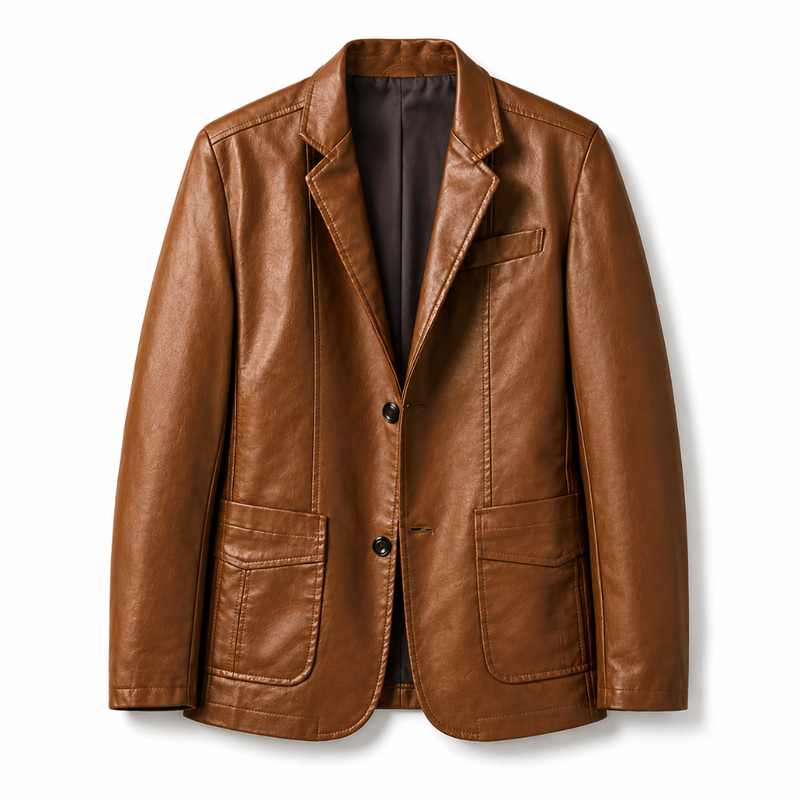 Classic Leather Men's Side Pocket Jacket