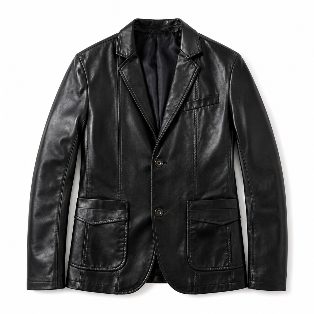 Classic Leather Men's Side Pocket Jacket