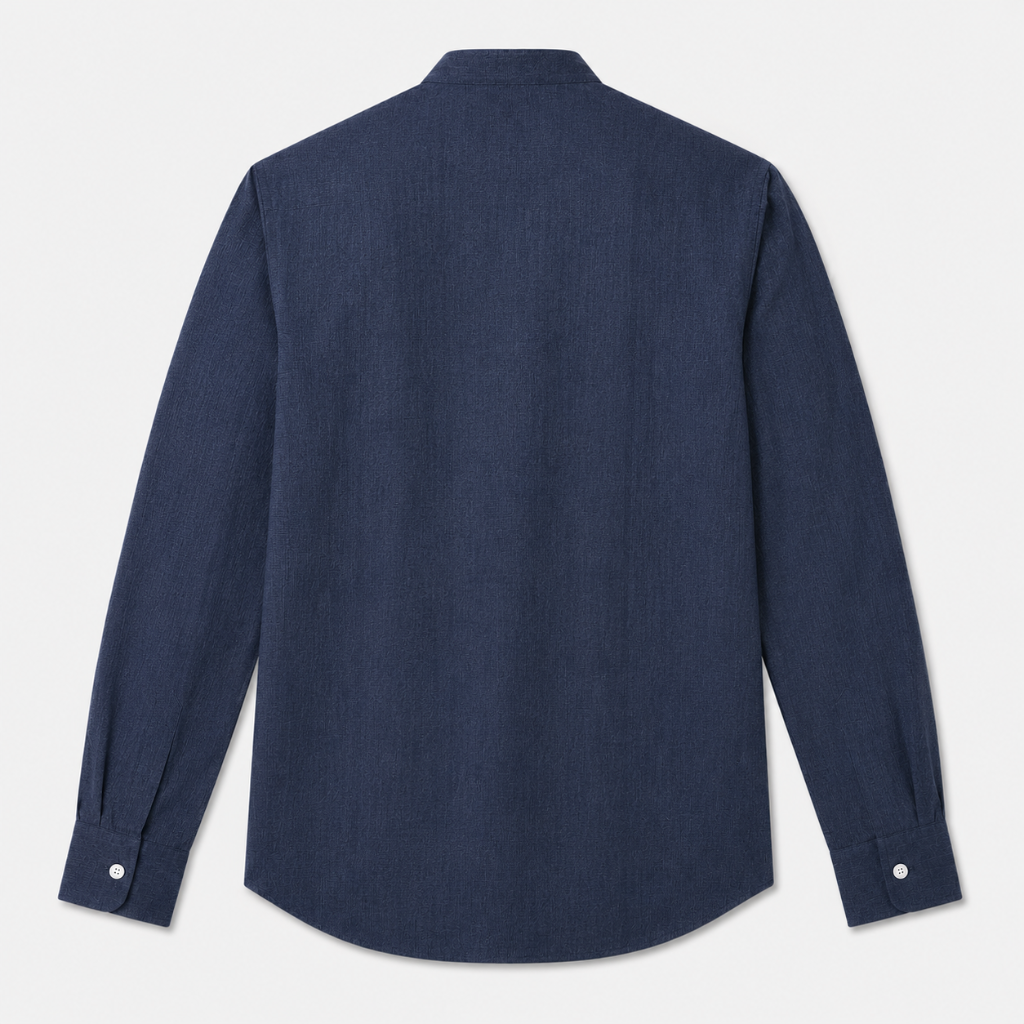 Stand Collar Long Sleeve Button- Up Shirt
