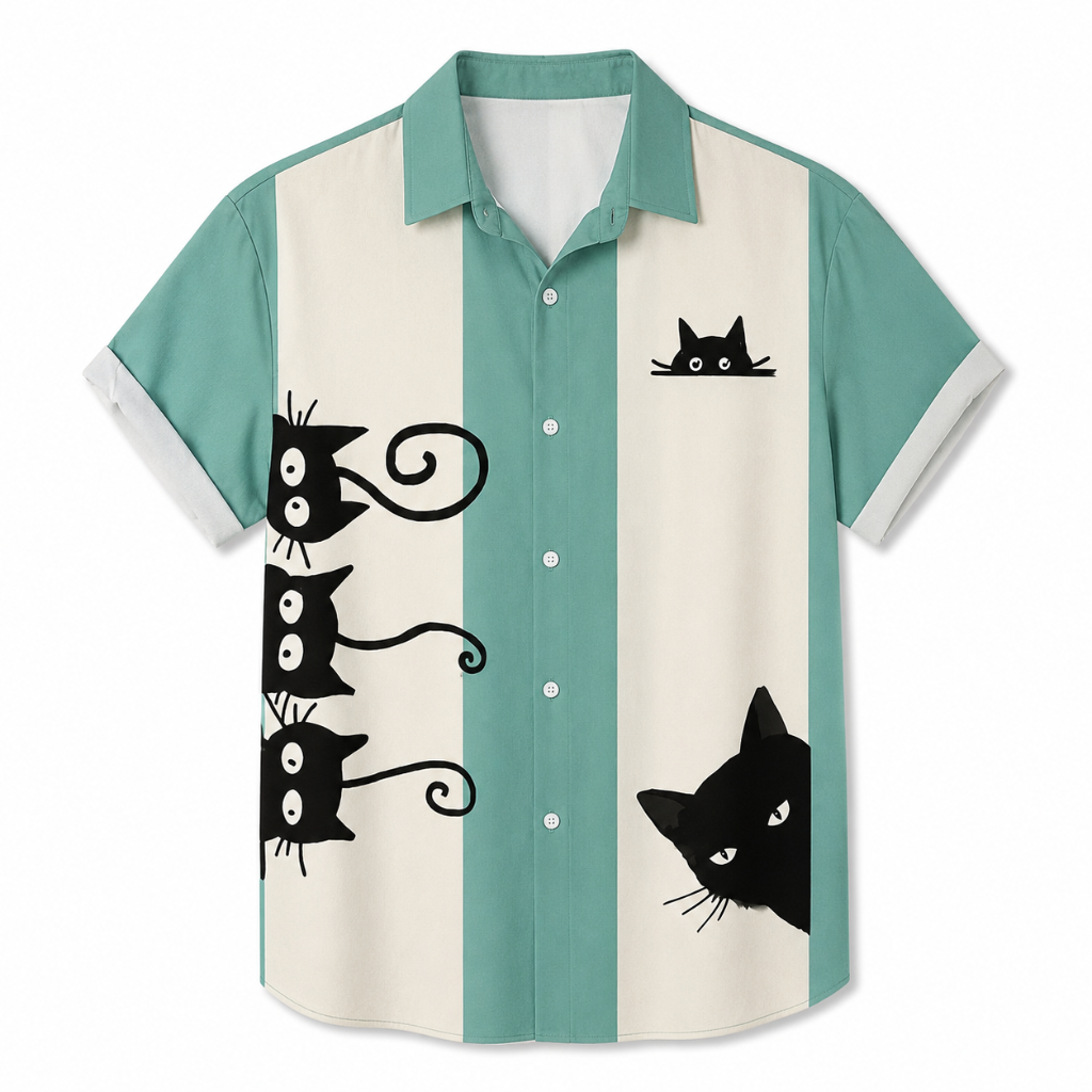 Striped Cartoon Street Style Button Shirt