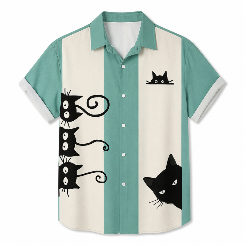 Striped Cartoon Street Style Button Shirt