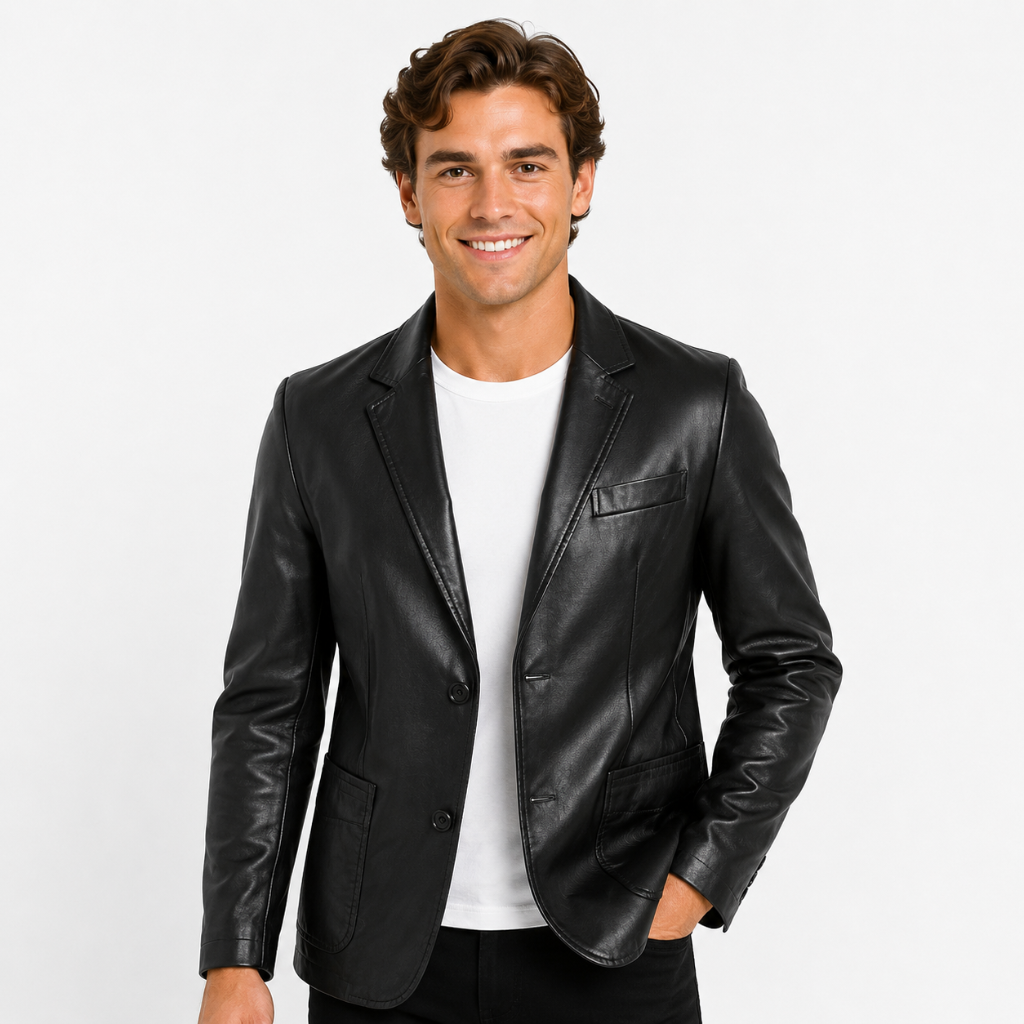 Classic Leather Men's Side Pocket Jacket