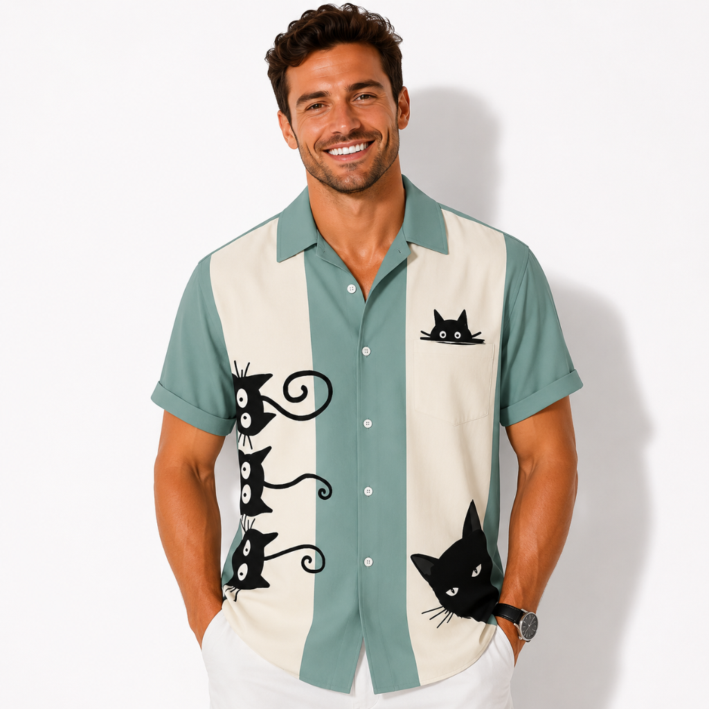 Striped Cartoon Street Style Button Shirt
