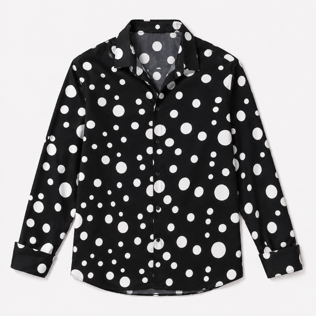 Men's Retro Style Polka Dot Button-Up Shirt