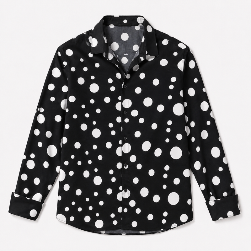 Men's Retro Style Polka Dot Button-Up Shirt