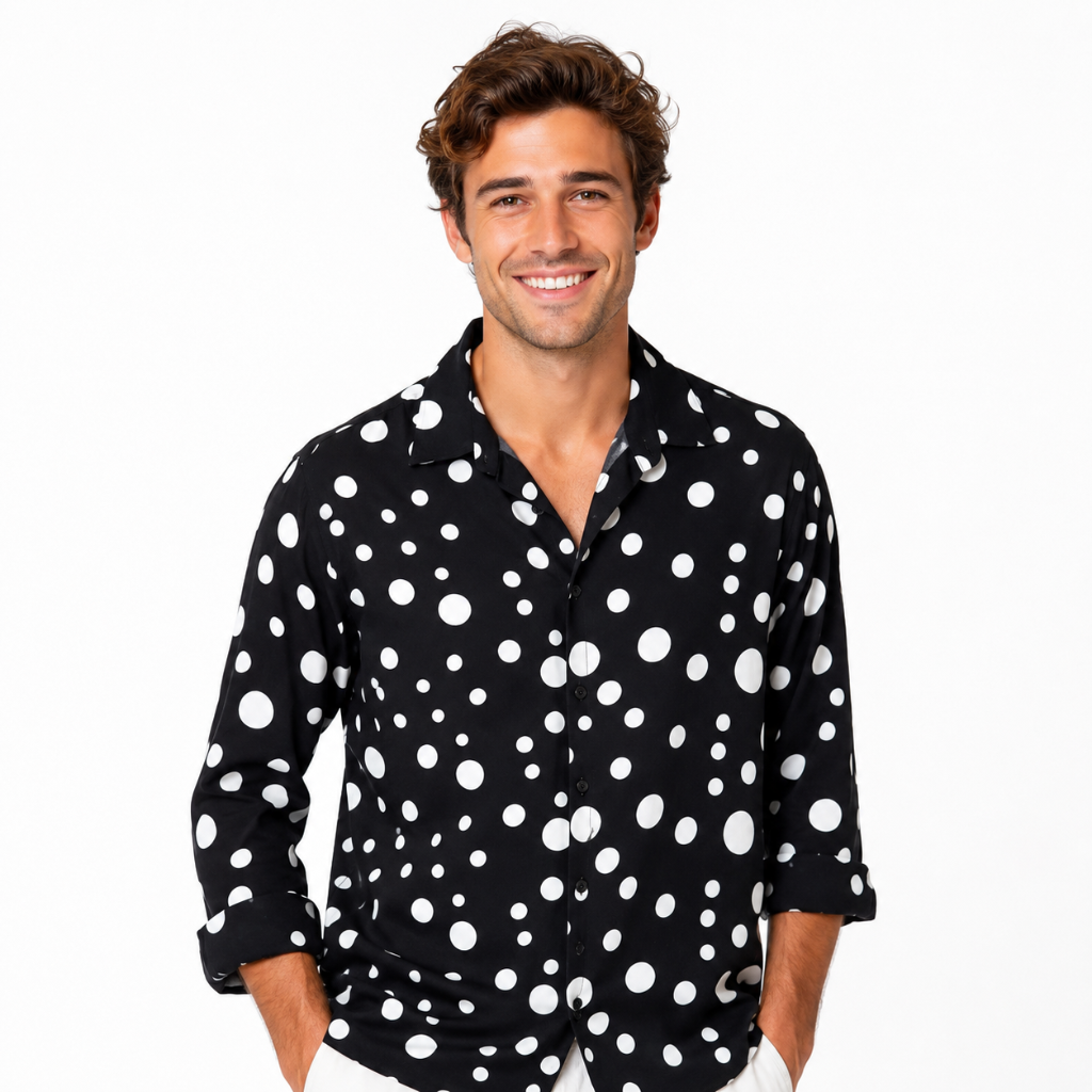 Men's Retro Style Polka Dot Button-Up Shirt