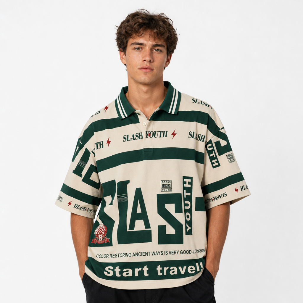 Contrast Slash Color Block Polo Shirt