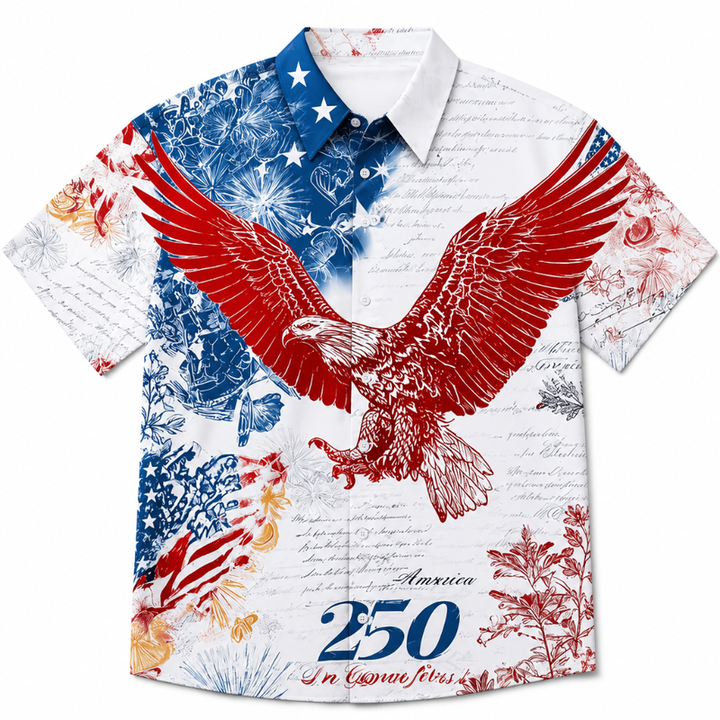 Patriotic Bald Eagle Button-Up Shirt