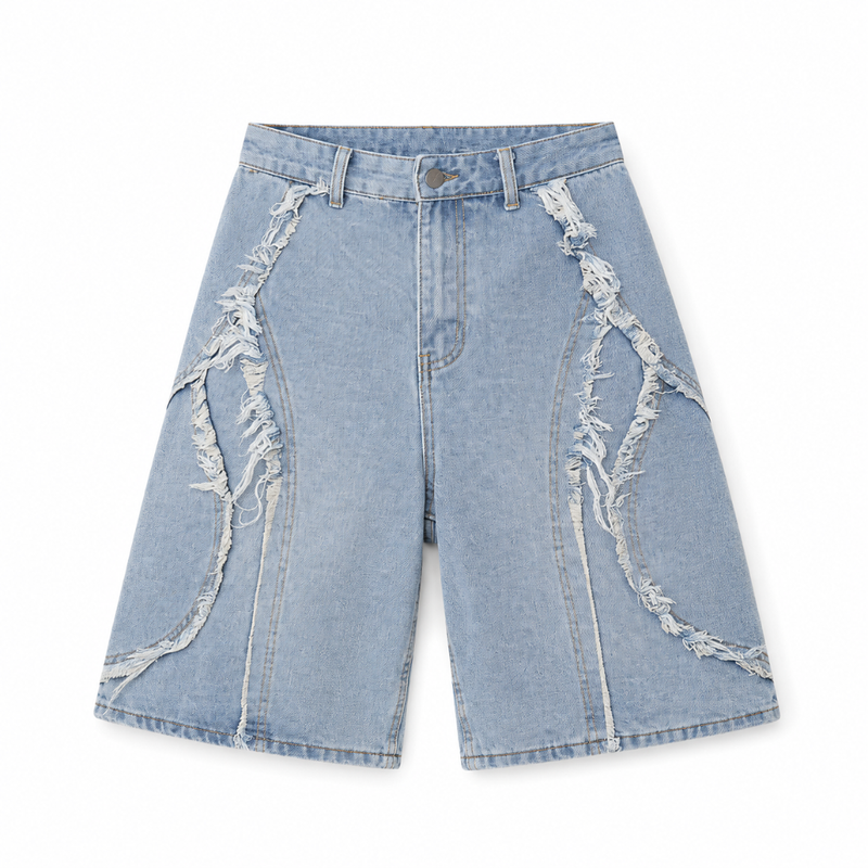 Vintage Wash Distressed Denim Shorts