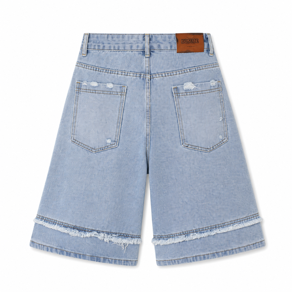 Vintage Wash Distressed Denim Shorts