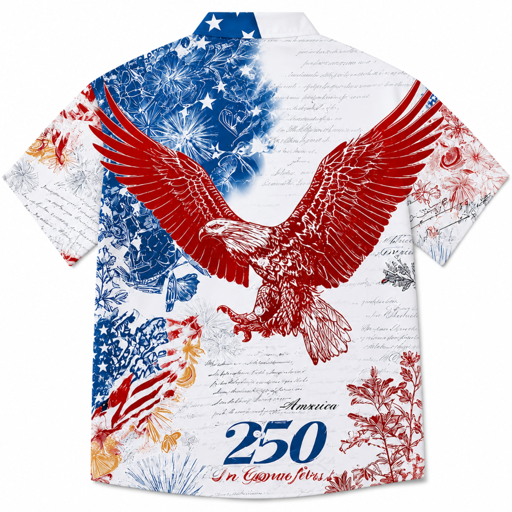 Patriotic Bald Eagle Button-Up Shirt