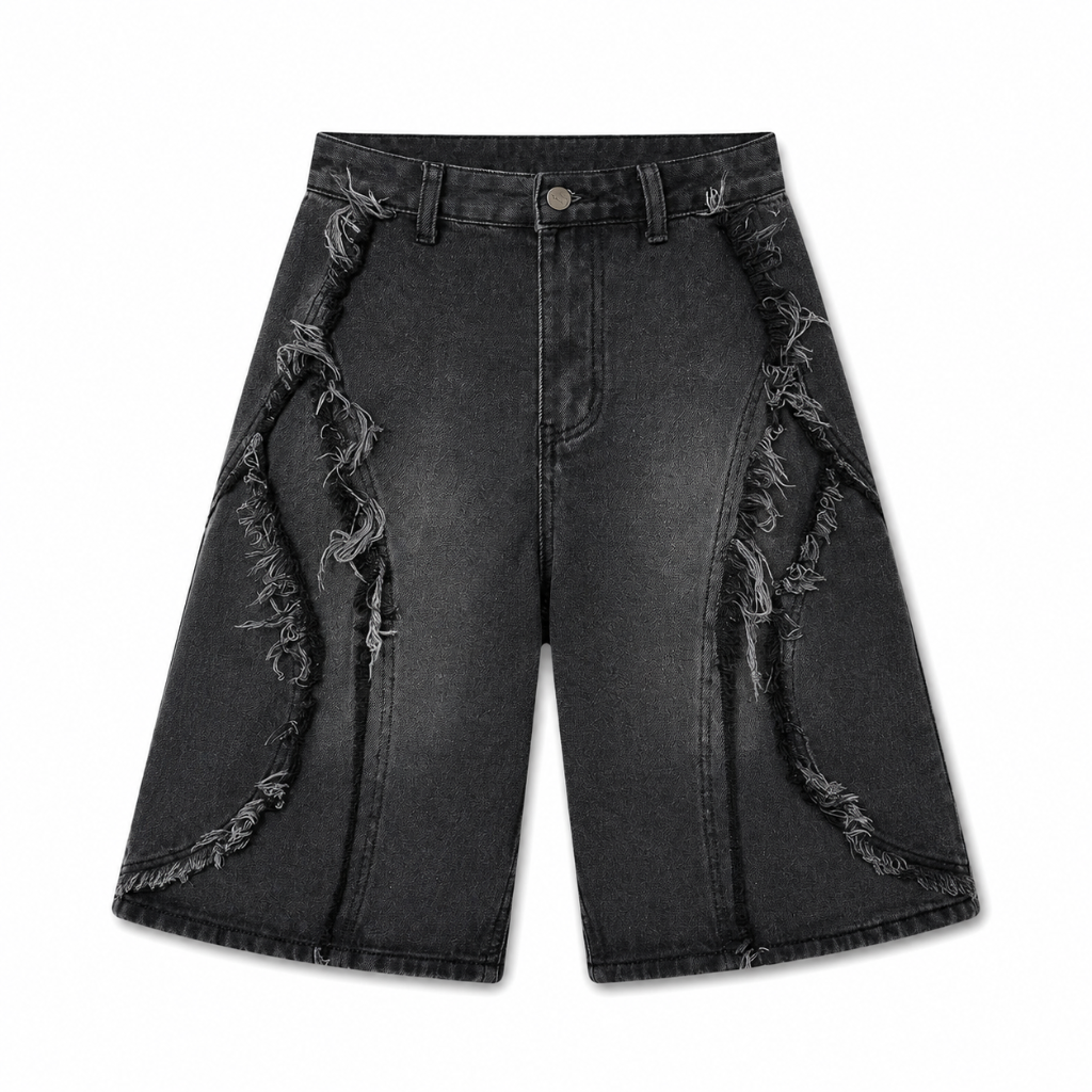 Vintage Wash Distressed Denim Shorts