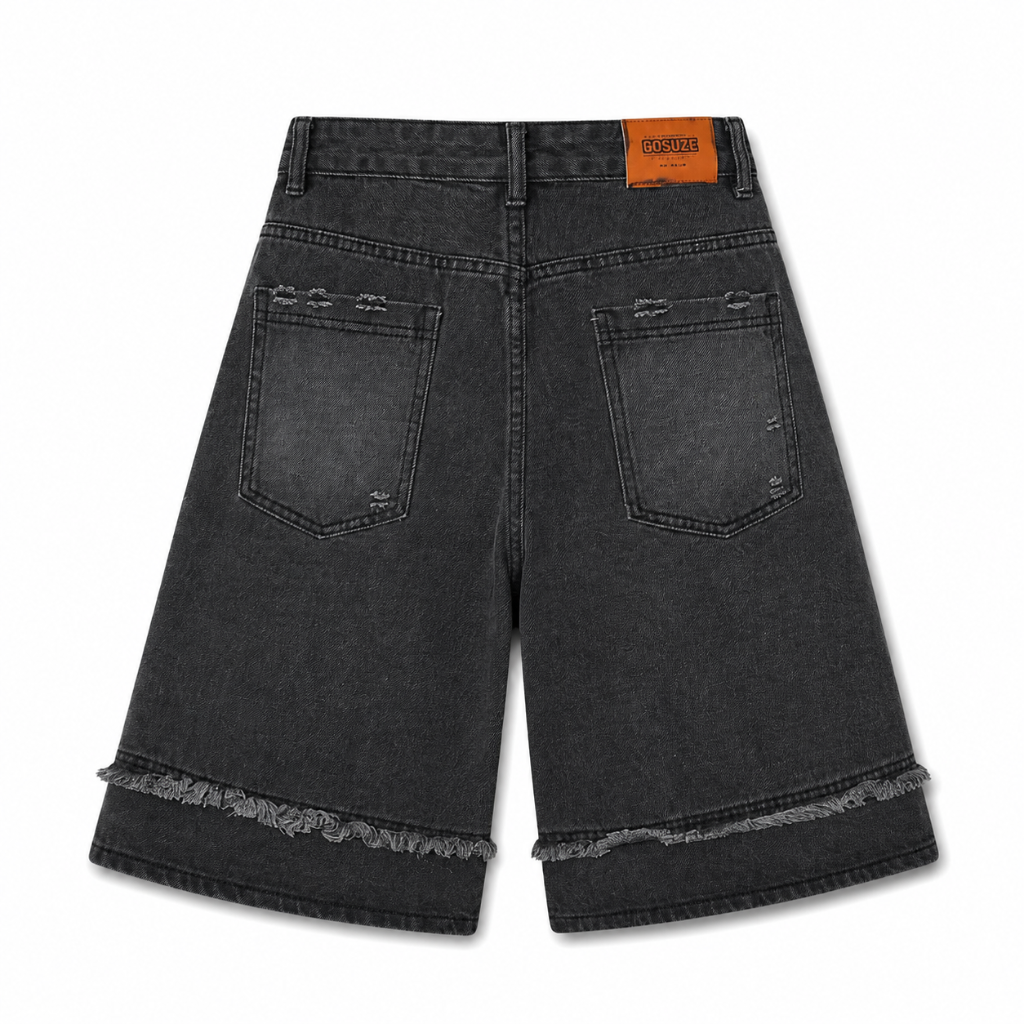 Vintage Wash Distressed Denim Shorts