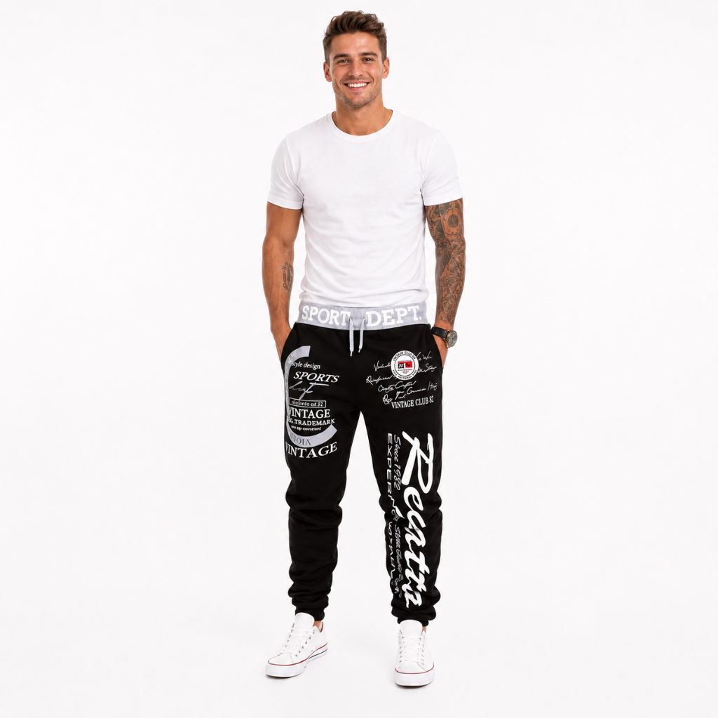 Men's Drawstring Elastic Waist Sports Trousers